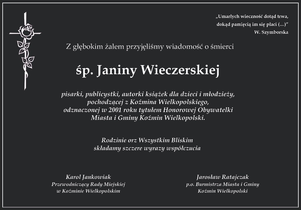 Zmarła pisarka Janina Wieczerska 